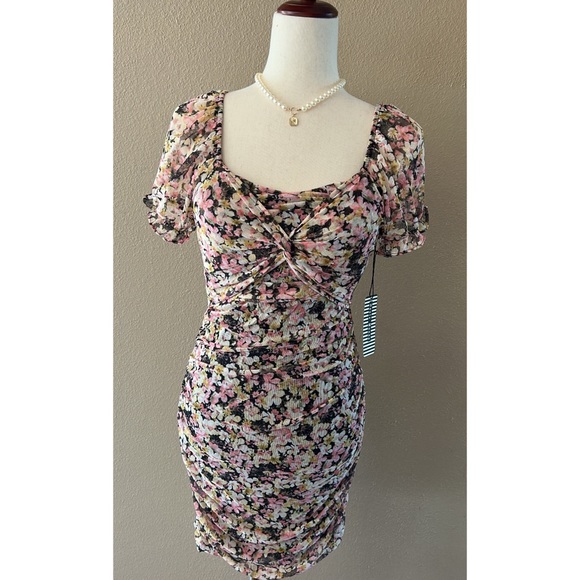 Floral print overlay mesh dress - Picture 7 of 14